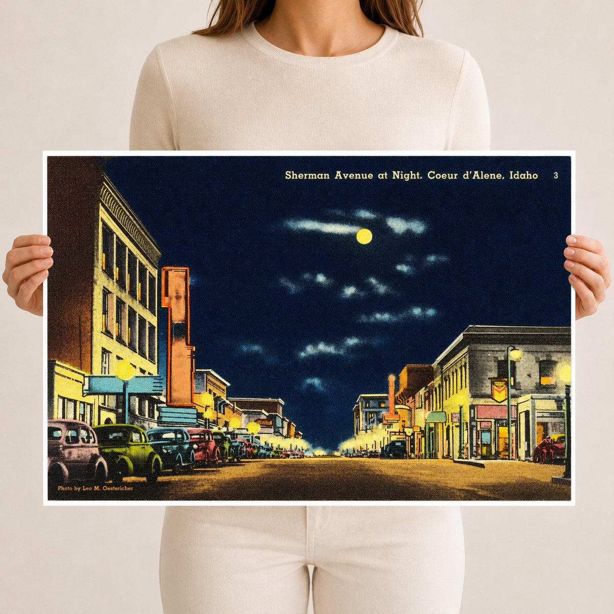 Coeur d'Alene, ID: Sherman Avenue at night