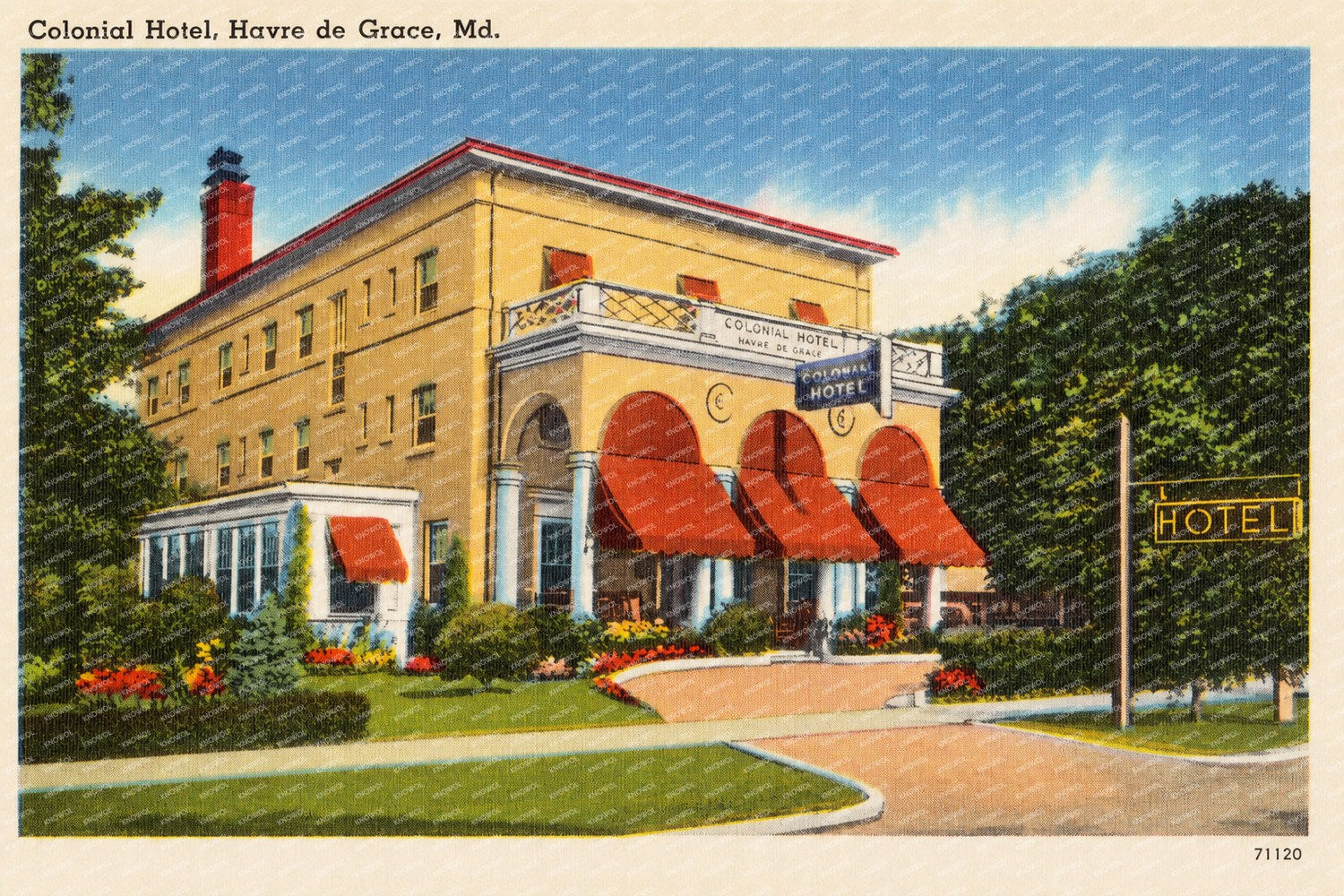 Colonial Hotel, Havre de Grace, MD — Vintage Maryland Postcard