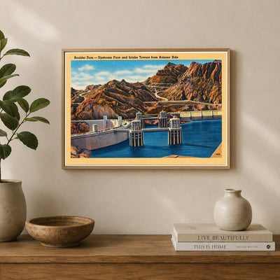 Hoover Dam, NV: Boulder Dam -- Upstream Face and Intake Towers from Arizona side