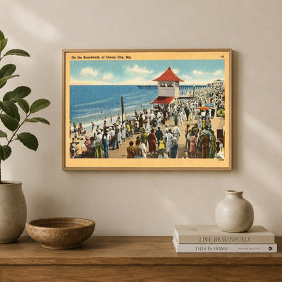 On the boardwalk at Ocean City, MD — Vintage Maryland Postcard