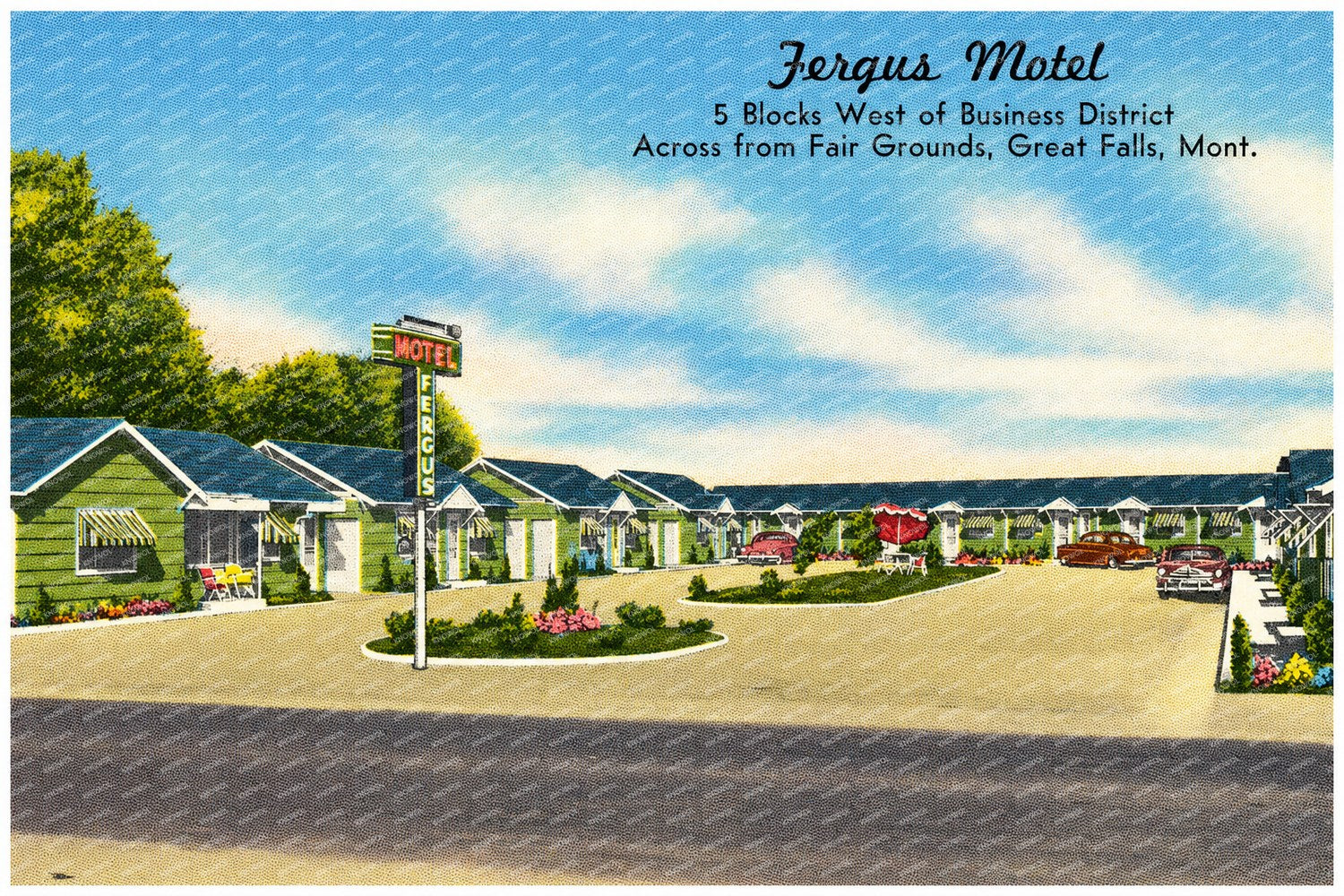 Great Falls, MT: Fergus Motel, 5 blocks West of Business District, across from Fair Grounds