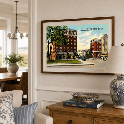 Main and Division Streets, showing Wicomico Hotel, Salisbury, MD — Vintage Maryland Postcard