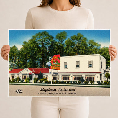 Mayflower Restaurant, Aberdeen, Maryland on U. S. Route 40 — Vintage Maryland Postcard