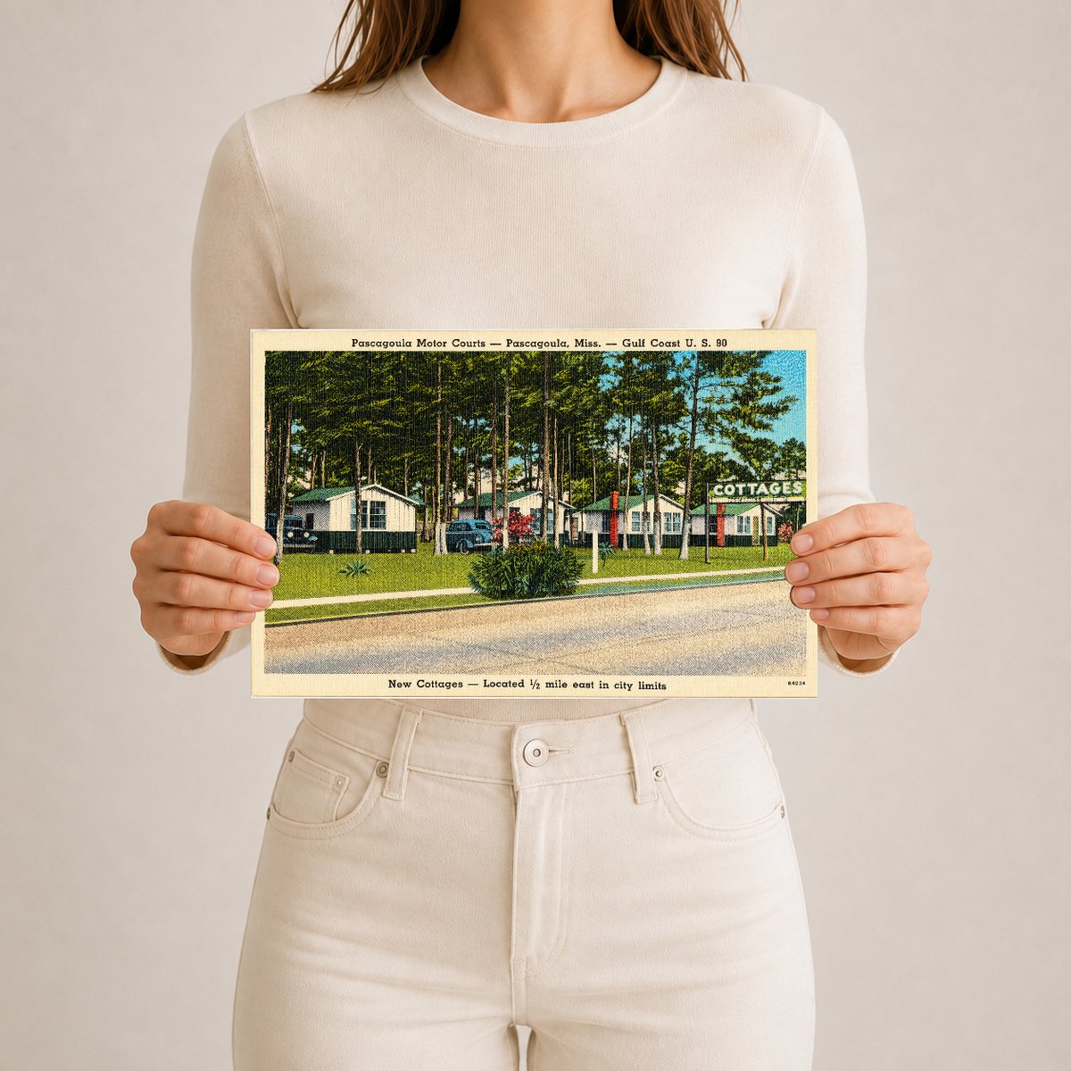Pascagoula, MS: Pascagoula Motor Courts -- Pascagoula, Miss. -- Gulf Coast U.S. 90, new cottages -- Located 1/2 miles east in city limits