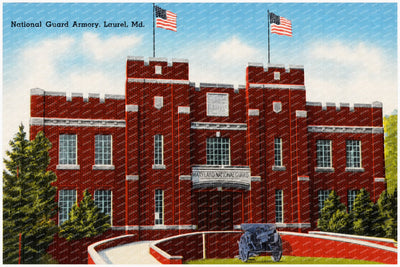 National Guard Armory, Laurel, MD — Vintage Maryland Postcard