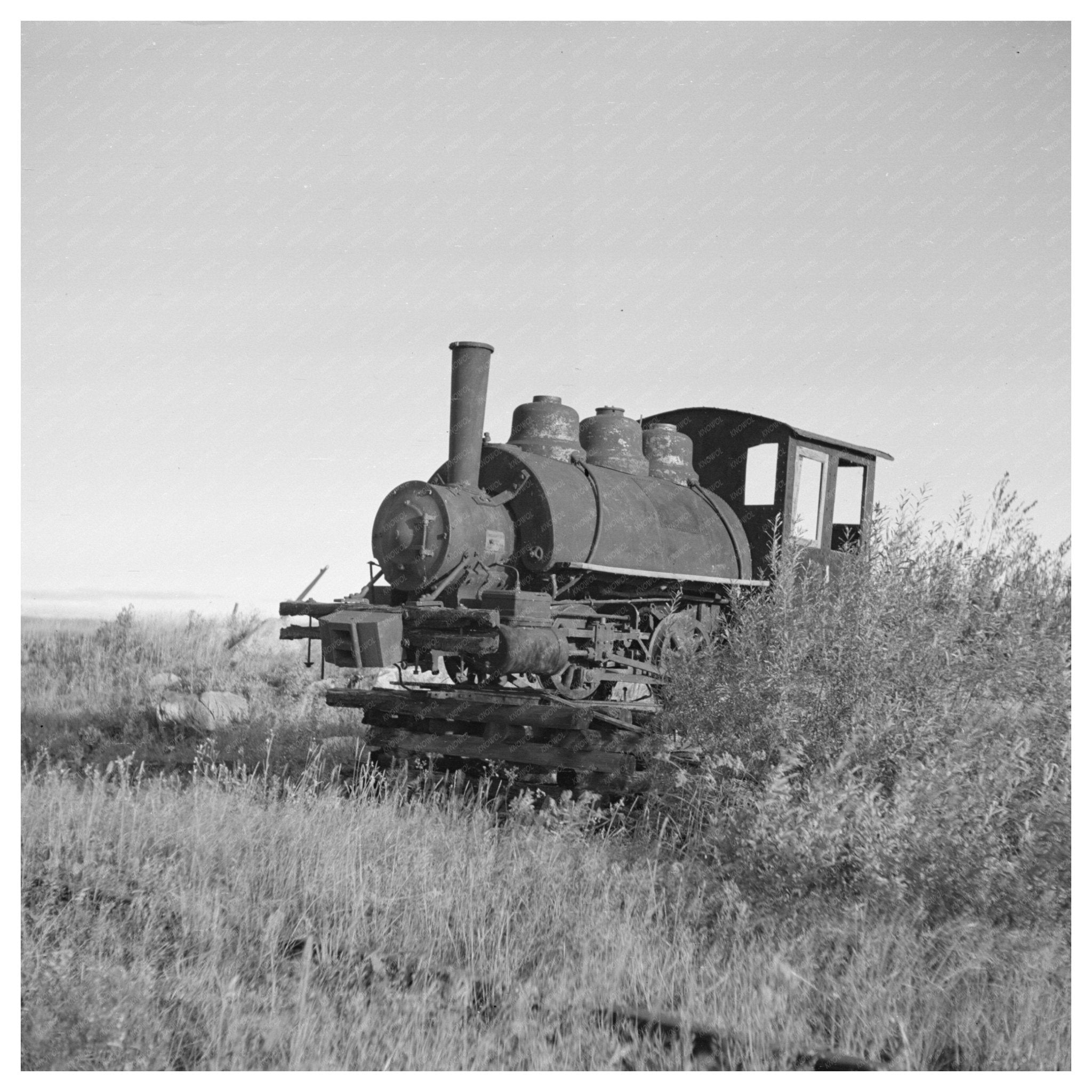 Abandoned Locomotive at Sawmill Tower Minnesota 1937 - Available at KNOWOL