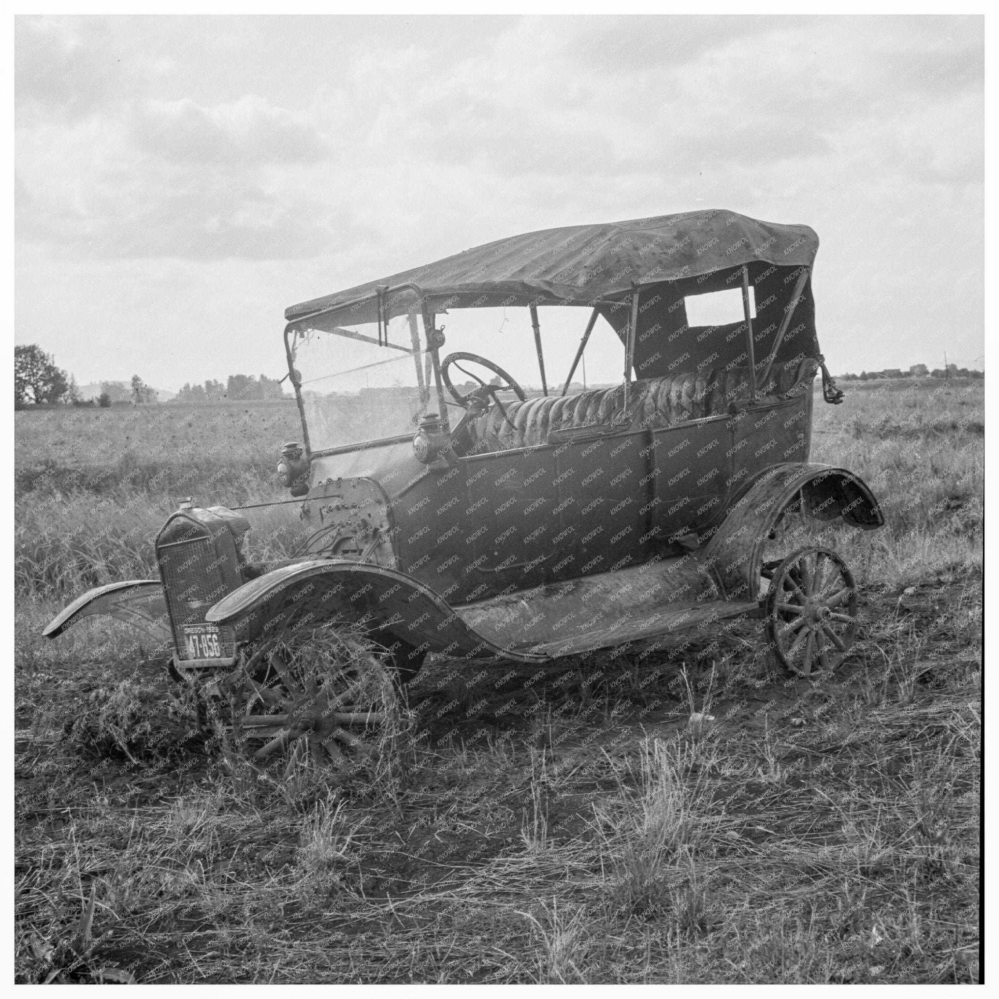 Abandoned Model T in Field Highway 99 Oregon 1939 - Available at KNOWOL