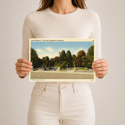 Main entrance to City Park, Hagerstown, Maryland — Vintage Maryland Postcard
