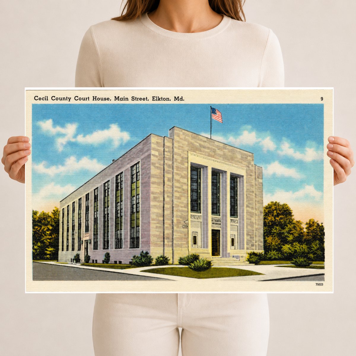 Cecil County Court House, Main Street, Elkton, MD — Vintage Maryland Postcard