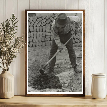Adobe Brick Mixture in Chamisal New Mexico 1940 - Available at KNOWOL