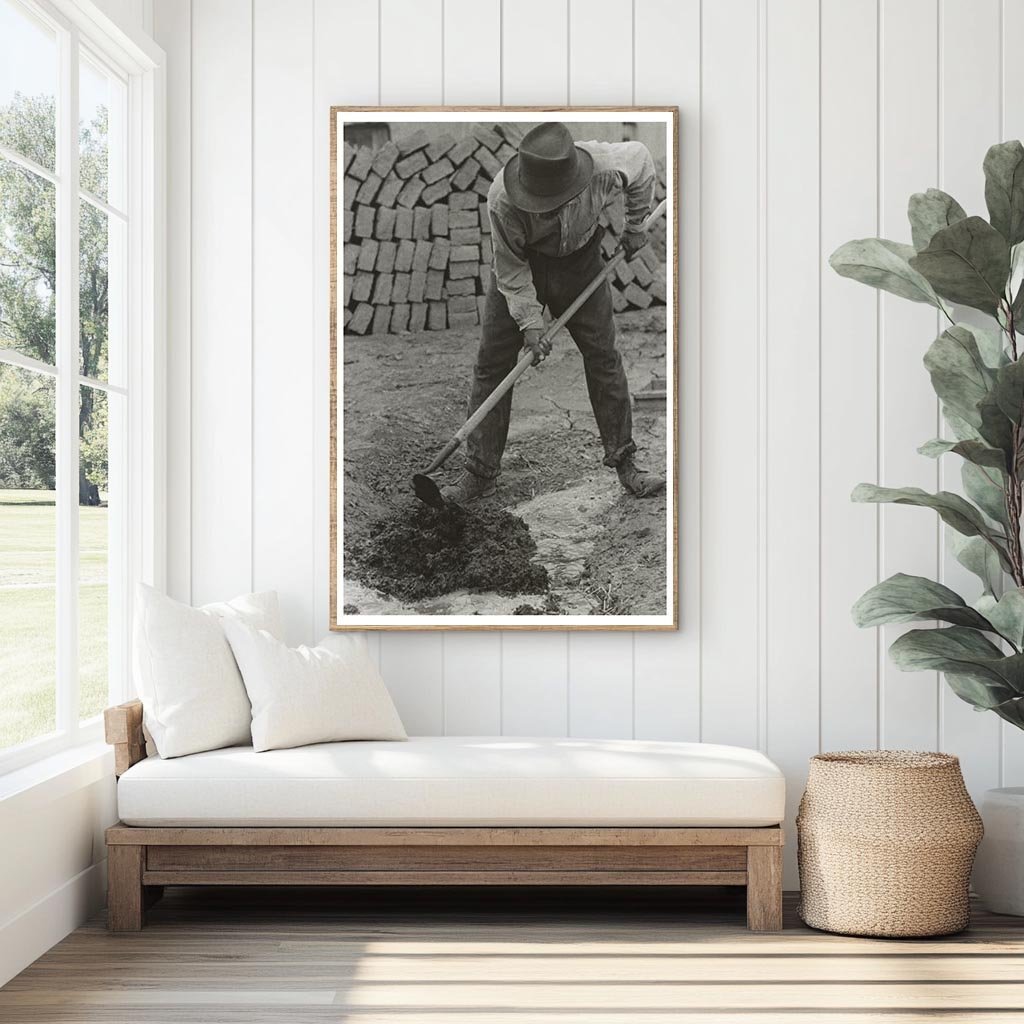 Adobe Brick Mixture in Chamisal New Mexico 1940 - Available at KNOWOL