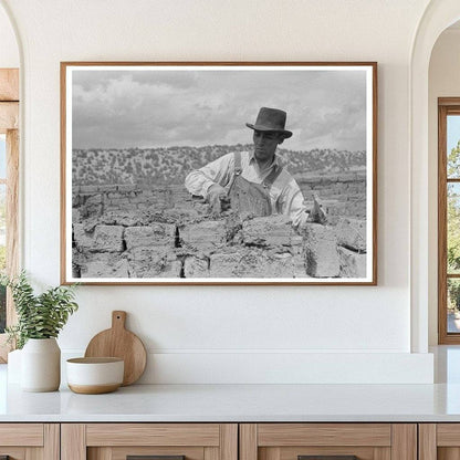 Adobe Plaster Application in Penasco New Mexico 1940 - Available at KNOWOL
