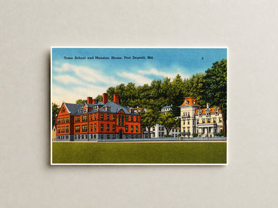 Tome School and mansion house, Port Deposit, MD — Vintage Maryland Postcard