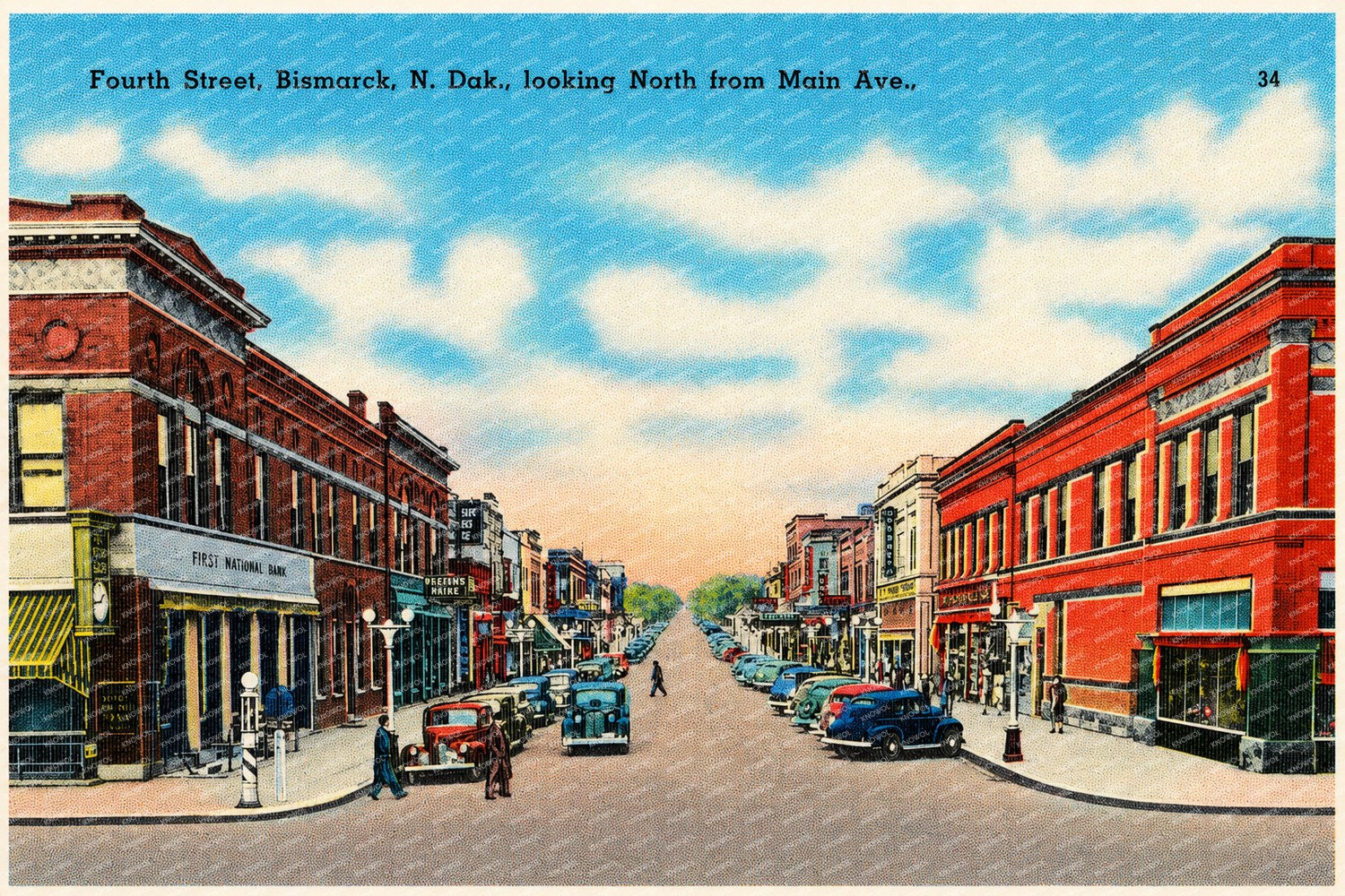 Bismarck, ND: Fourth Street, Bismarck N. Dak., looking north from Main Ave.