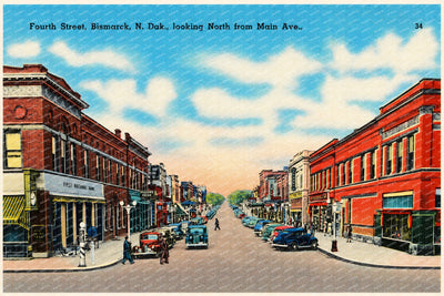 Bismarck, ND: Fourth Street, Bismarck N. Dak., looking north from Main Ave.
