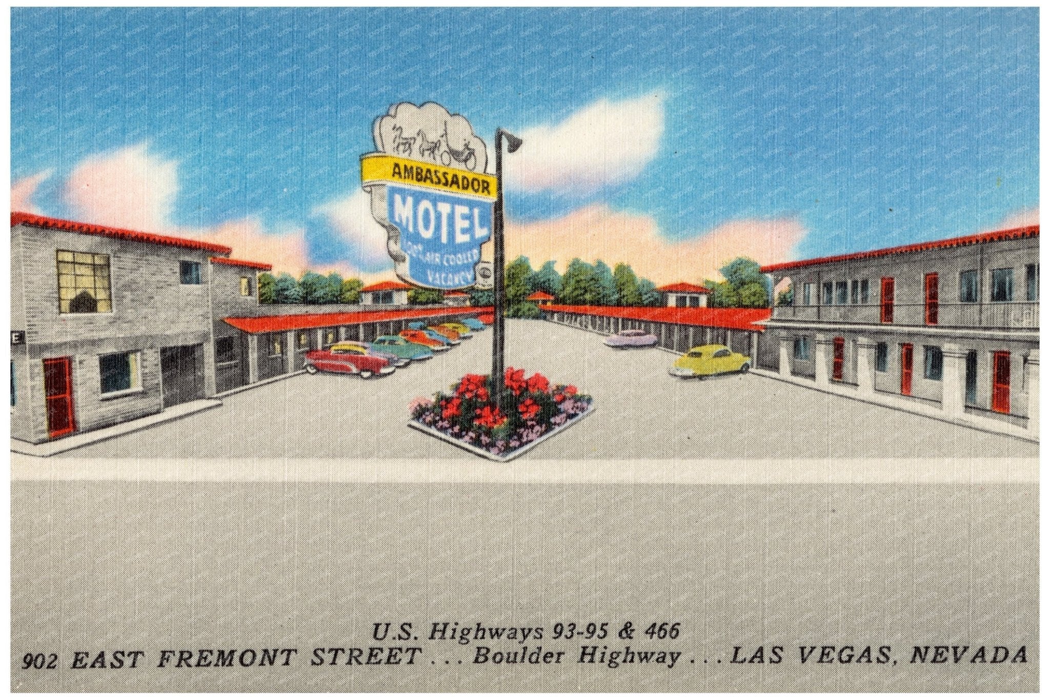 Ambassador Motel Vintage Postcard Las Vegas 1930 - 1945 - Available at KNOWOL