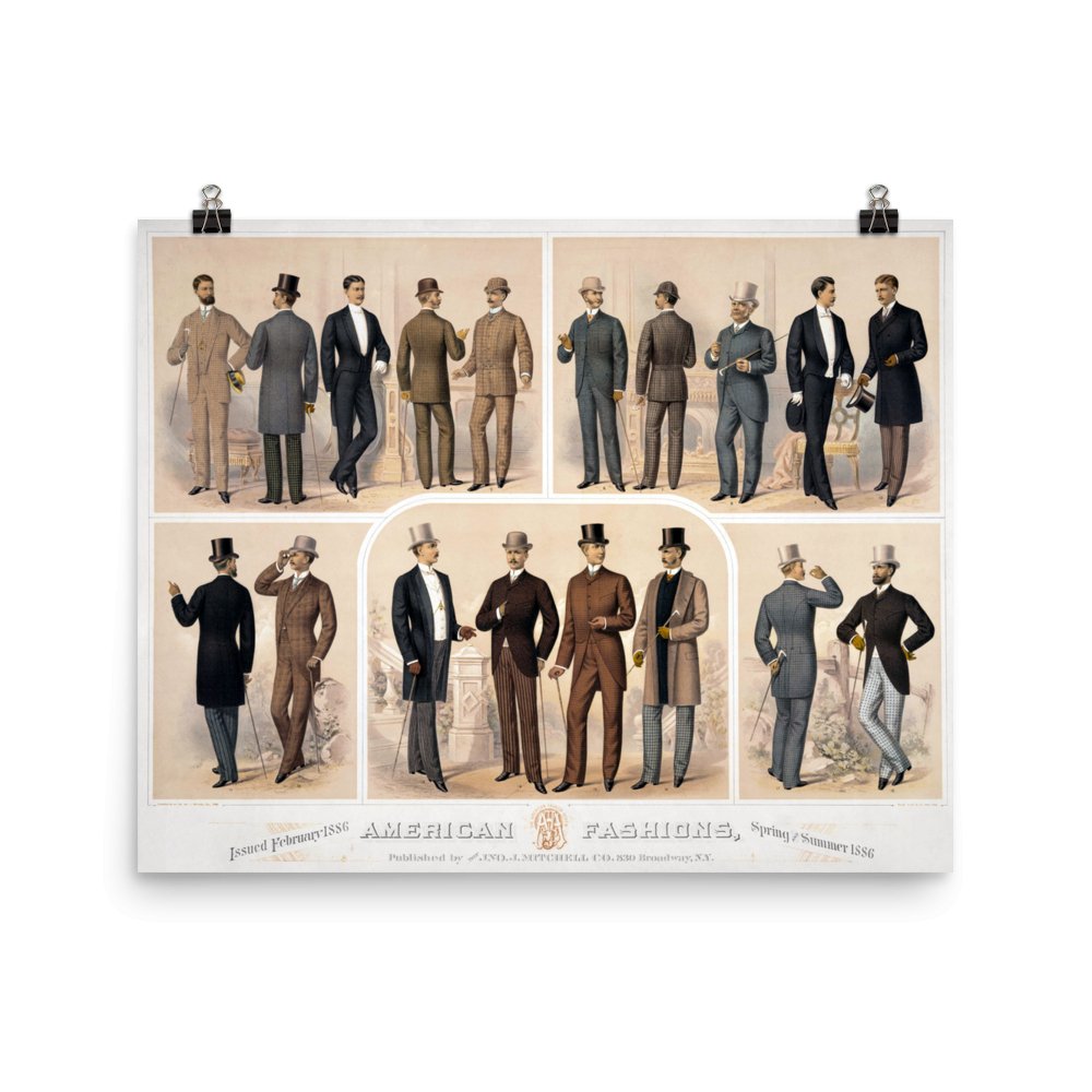 American Men's Fashions, Spring & Summer 1886 Vintage Fashion Art - Available at KNOWOL