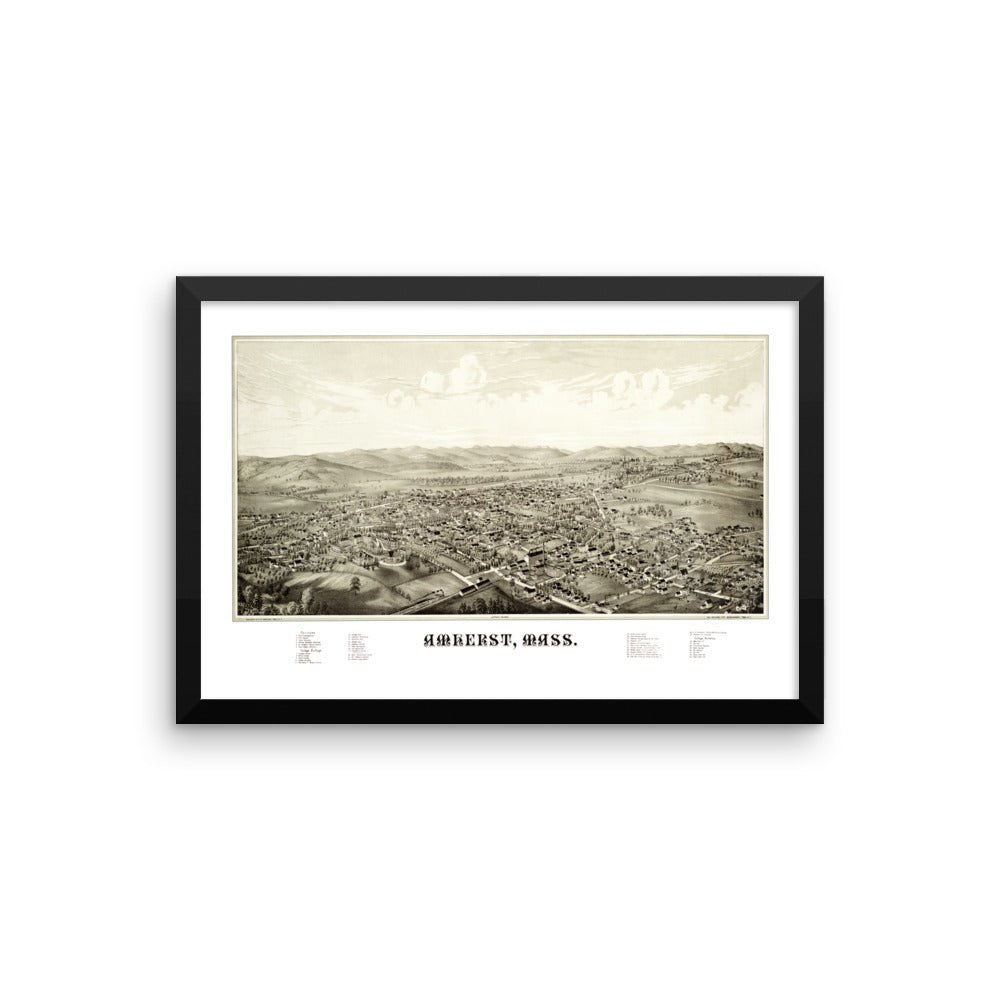 Amherst, Massachusetts 1886 Framed Historic Map - Available at KNOWOL