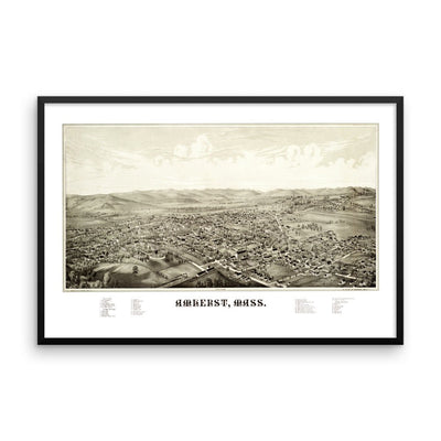 Amherst, Massachusetts 1886 Framed Historic Map - Available at KNOWOL