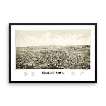 Amherst, Massachusetts 1886 Framed Historic Map - Available at KNOWOL