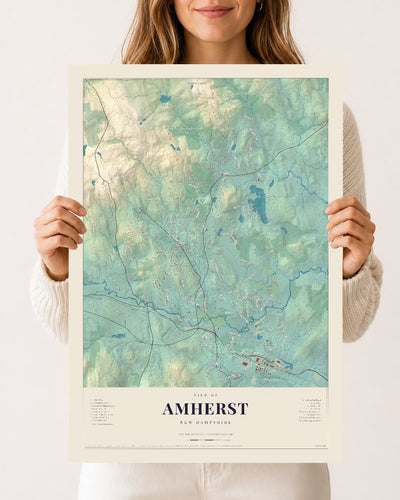 Amherst, New Hampshire map print, 12 x 18 archival matte print