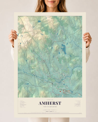 Amherst, New Hampshire map print, 24 x 36 archival matte print