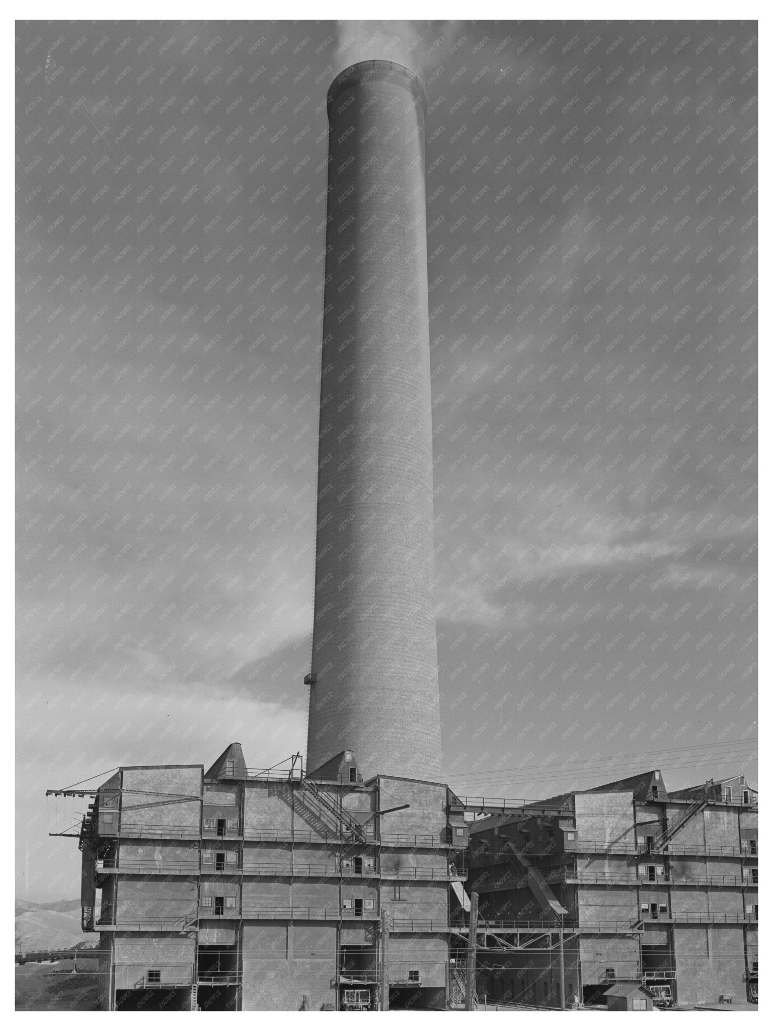 Anaconda Smelter Montana 1942 with Largest Smokestack - Available at KNOWOL