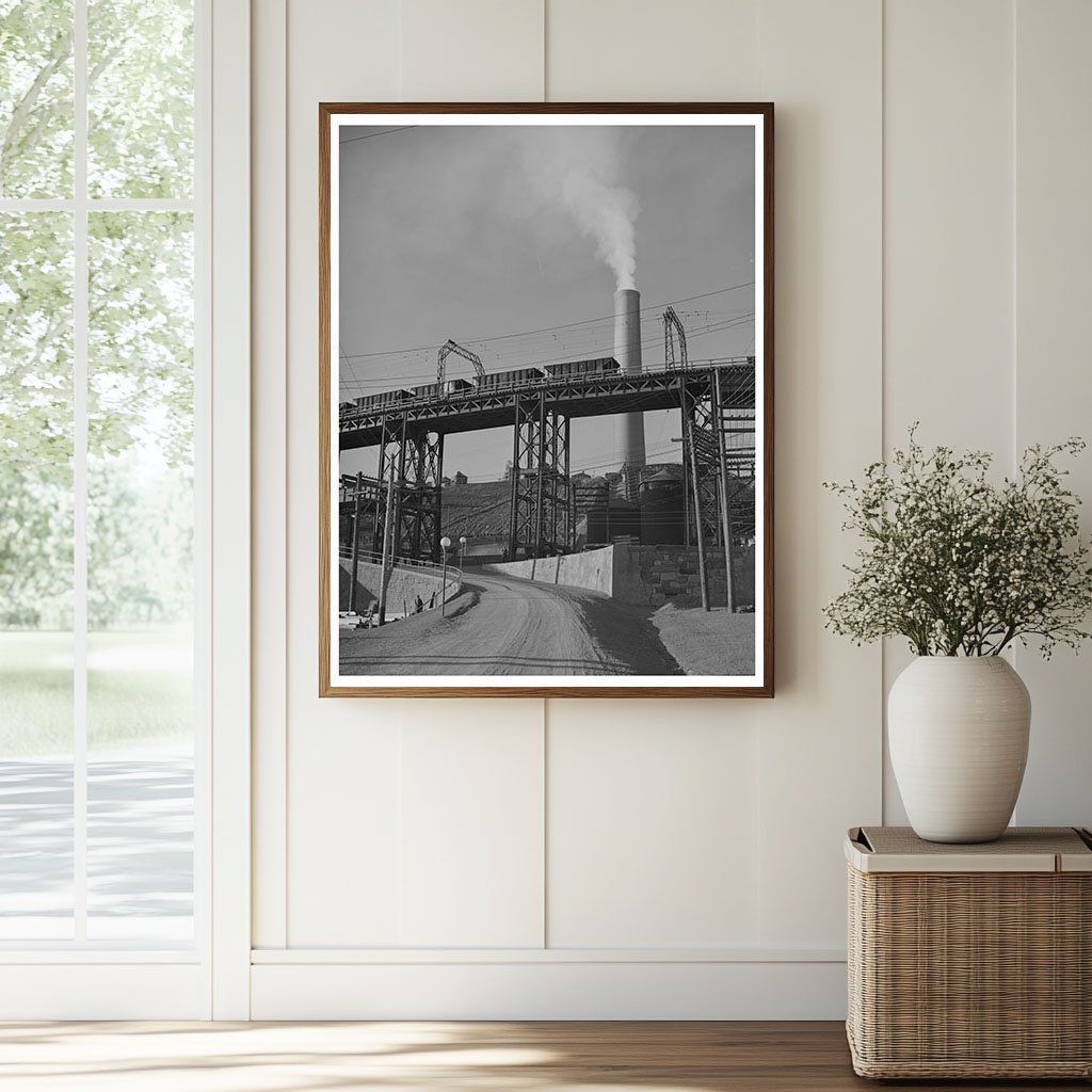 Anaconda Smelter Montana Ore Cars and Smokestack 1942 - Available at KNOWOL