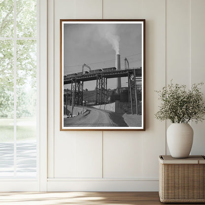 Anaconda Smelter Montana Ore Cars and Smokestack 1942 - Available at KNOWOL