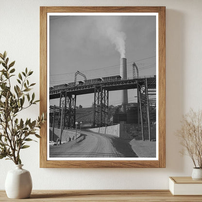 Anaconda Smelter Montana Ore Cars and Smokestack 1942 - Available at KNOWOL