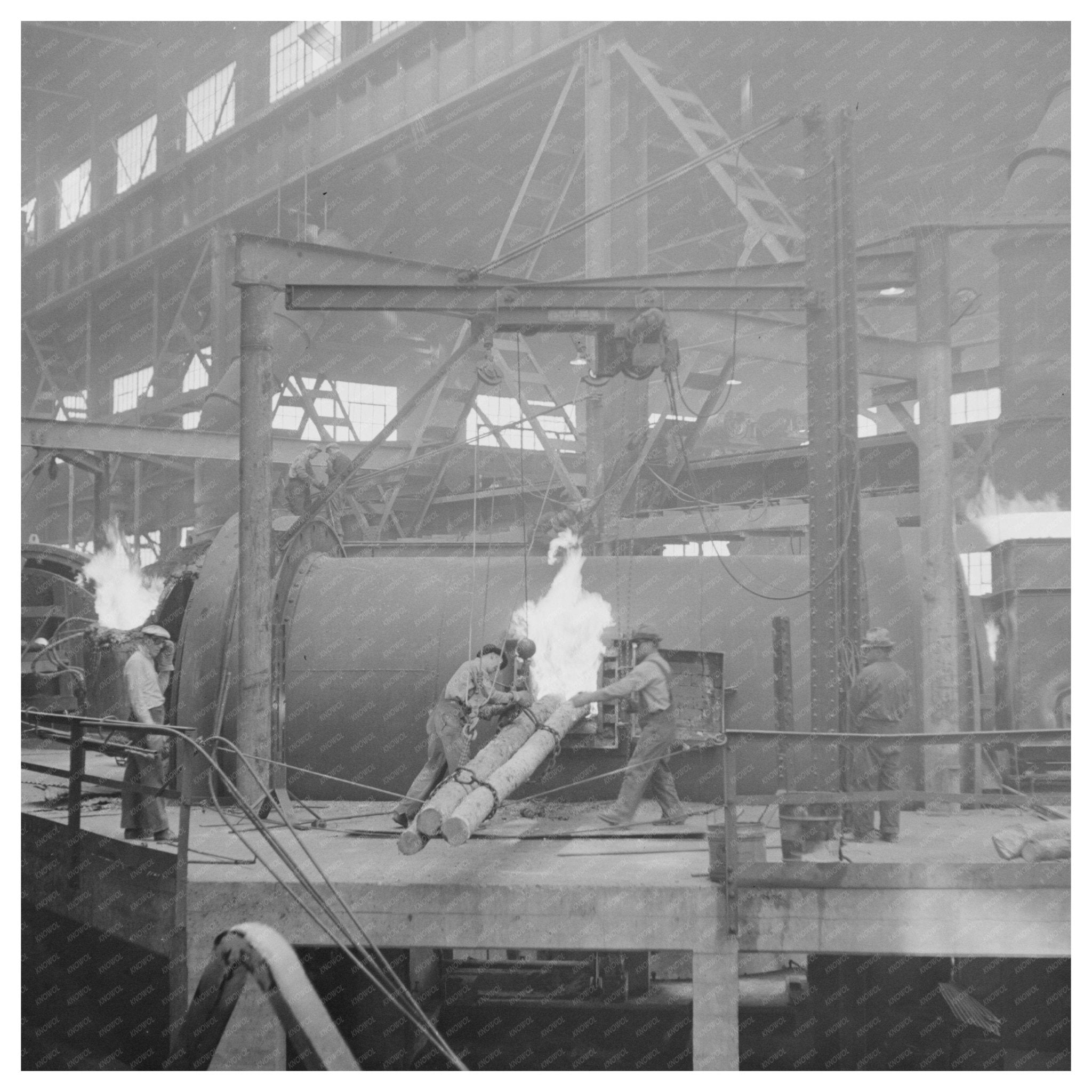 Anaconda Smelter Poling Process in Copper Refining 1942 - Available at KNOWOL