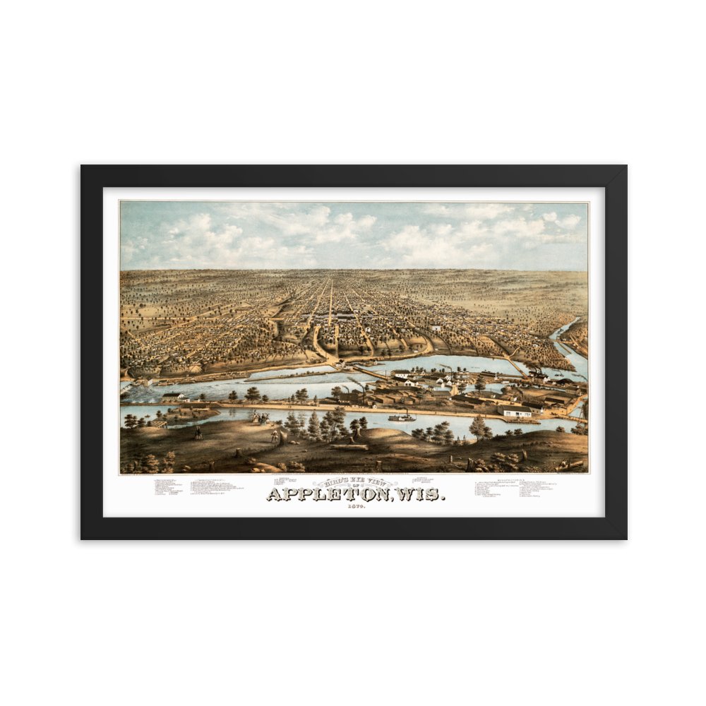 Appleton, WI 1874 Framed Historic Map - Available at KNOWOL