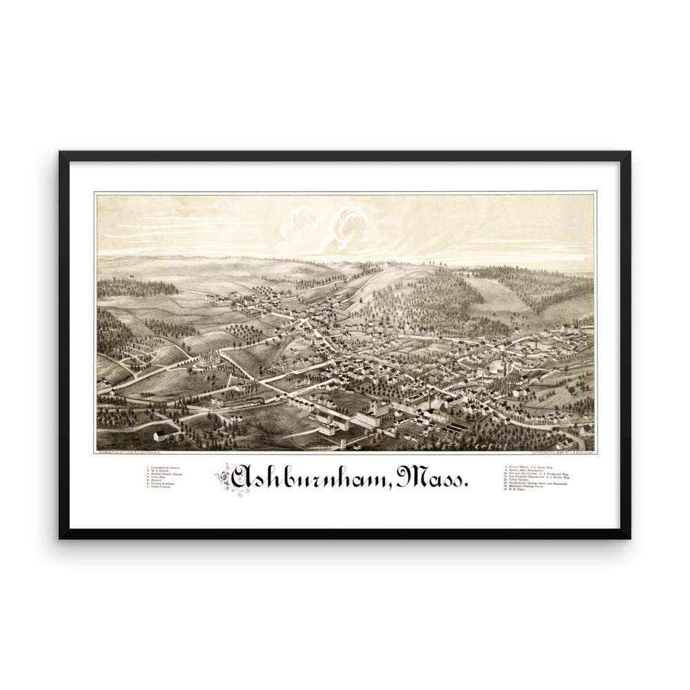 Ashburnham, MA 1886 Framed Historic Map - Available at KNOWOL