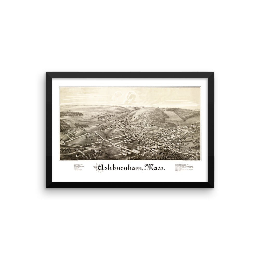 Ashburnham, MA 1886 Framed Historic Map - Available at KNOWOL