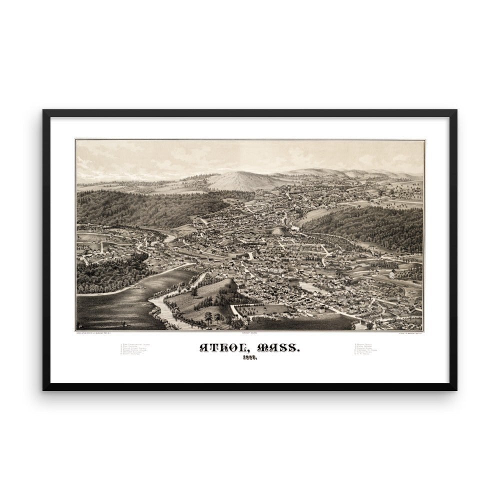 Athol, MA 1887 Framed Historic Map - Available at KNOWOL