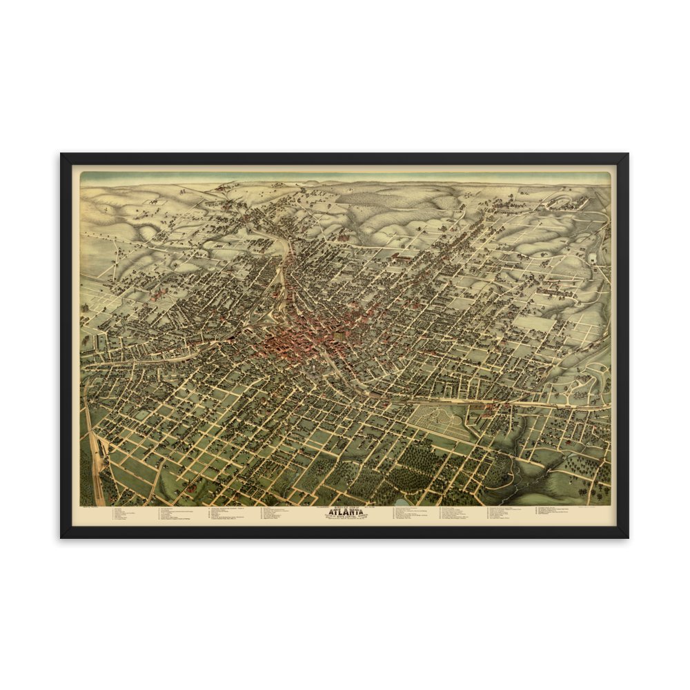 Atlanta, GA 1892 Framed Historic Map - Available at KNOWOL