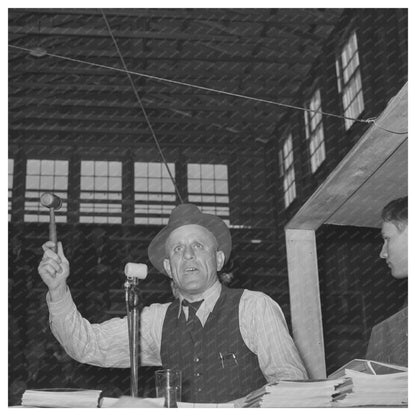 Auctioneer at San Angelo Fat Stock Show March 1940 - Available at KNOWOL