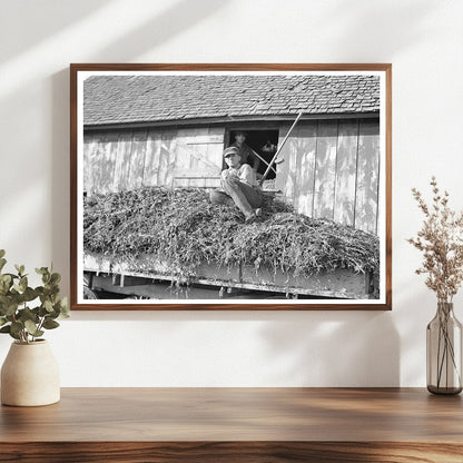 August Feck with Soybean Hay on Farm Indiana 1937 - Available at KNOWOL