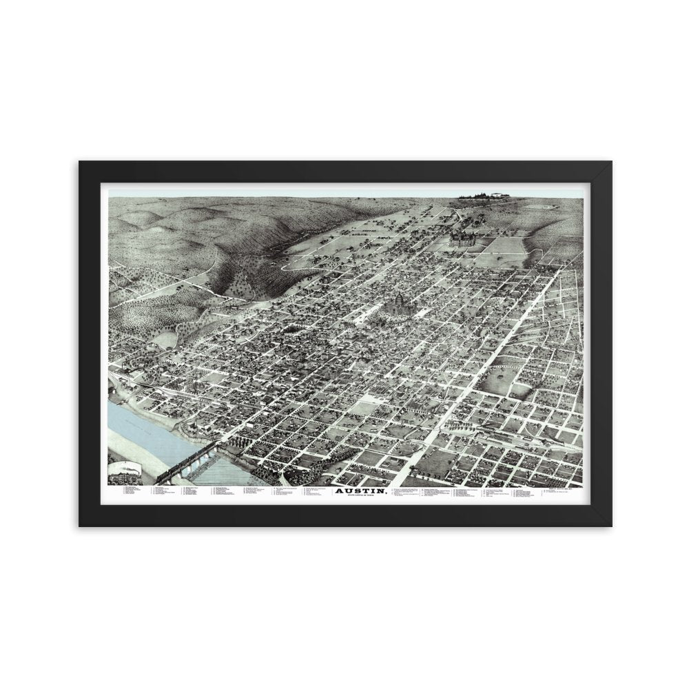 Austin, TX 1887 Framed Historic Map - Available at KNOWOL