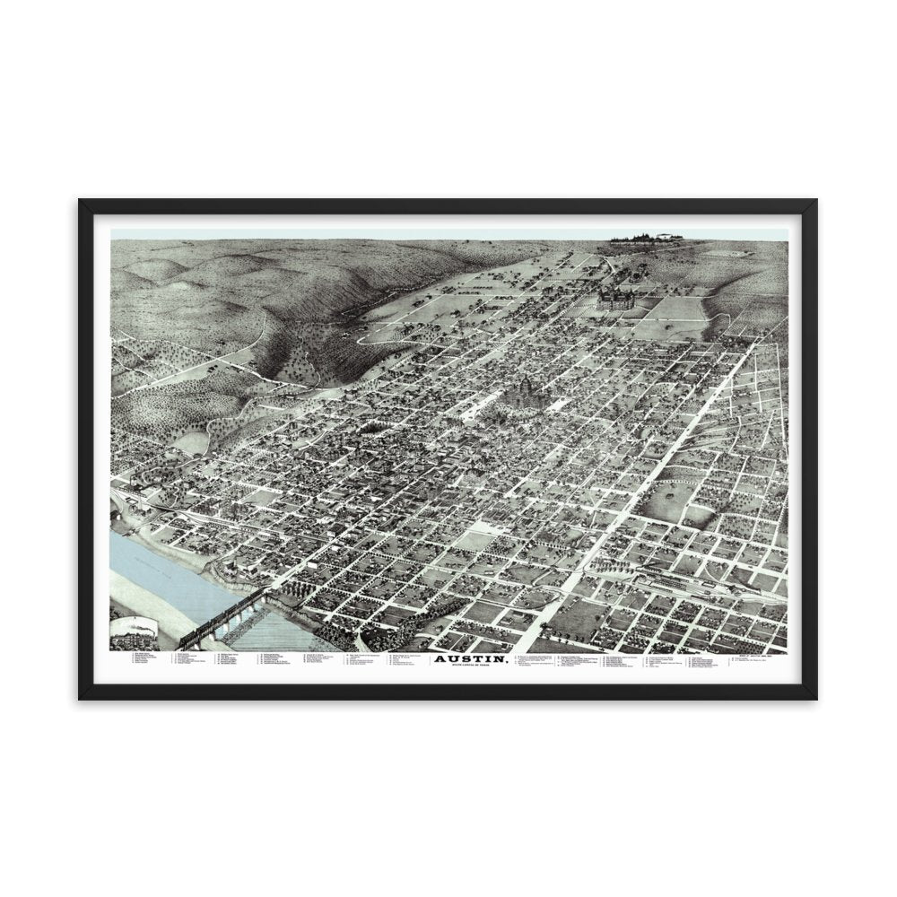 Austin, TX 1887 Framed Historic Map - Available at KNOWOL