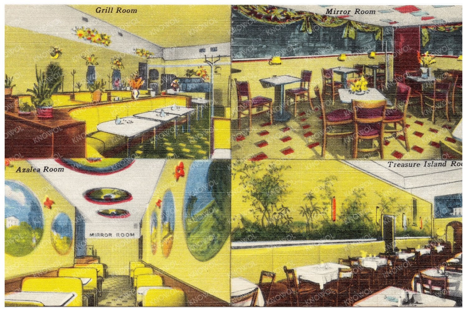 Azalea Grill Postcard 1930 - 1945 Vintage Dining Scene - Available at KNOWOL