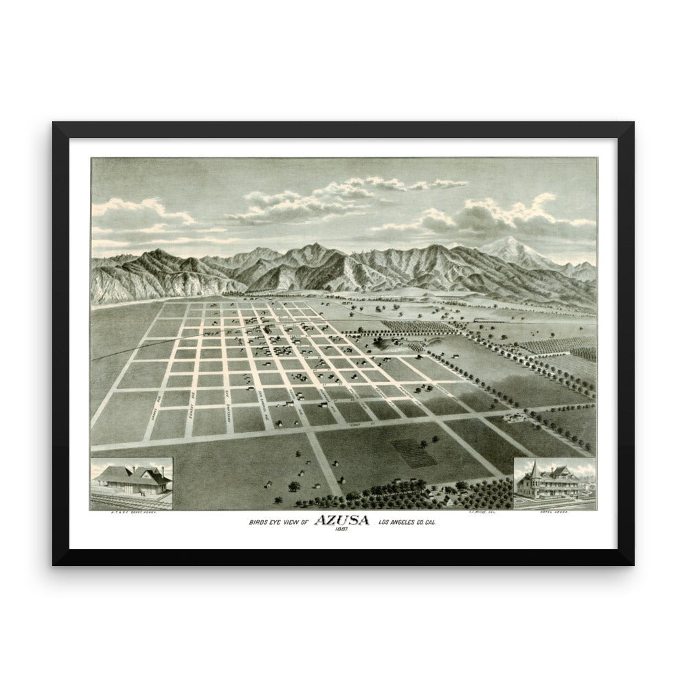 Azusa, CA 1887 Framed Historic Map - Available at KNOWOL