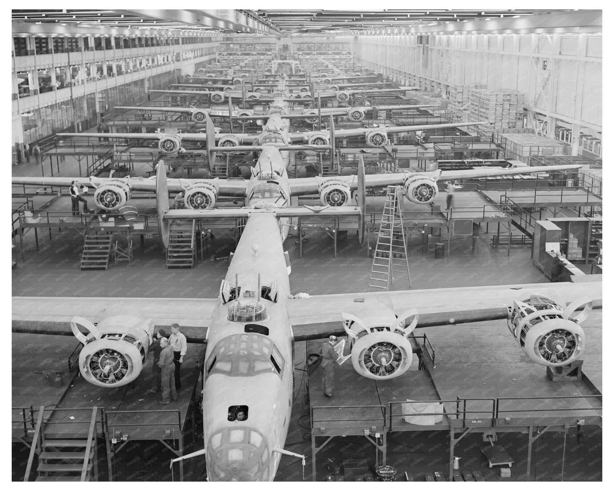 B - 24E Liberator Bombers Assembly Line 1942 - 1943 - Available at KNOWOL