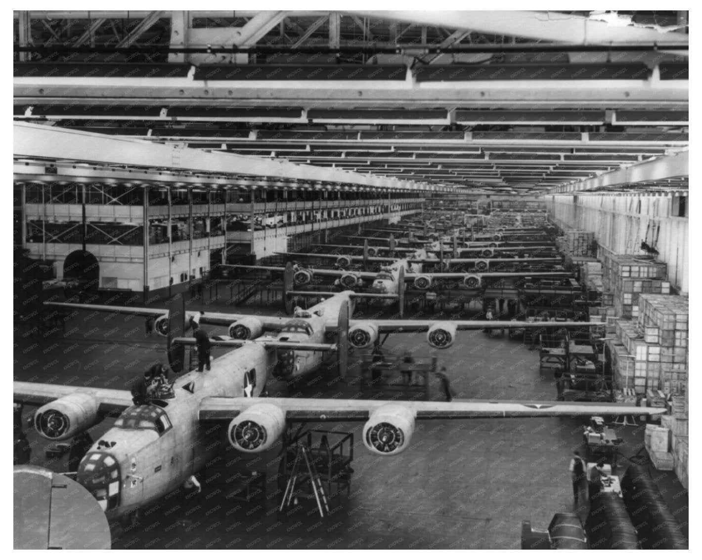 B - 24E Liberator Bombers Assembly Line February 1943 - Available at KNOWOL