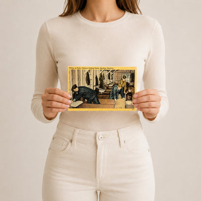Making  up bunks, Ordnance Training Center, Aberdeen, Maryland — Vintage Maryland Postcard