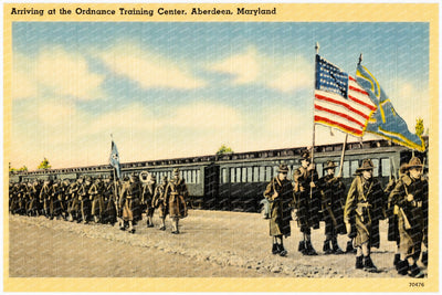 Arriving at the Ordnance Training Center, Aberdeen, Maryland — Vintage Maryland Postcard