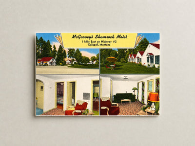 Kalispell, MT: McGarvey's Shamrock Motel, 1 mile east on Highway #2