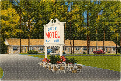Gulf Motel, U. S. Route 1 & MD 152, 4 miles south of Bel-Air -- 18 miles north of Baltimore, Fallston, Maryland — Vintage Maryland Postcard