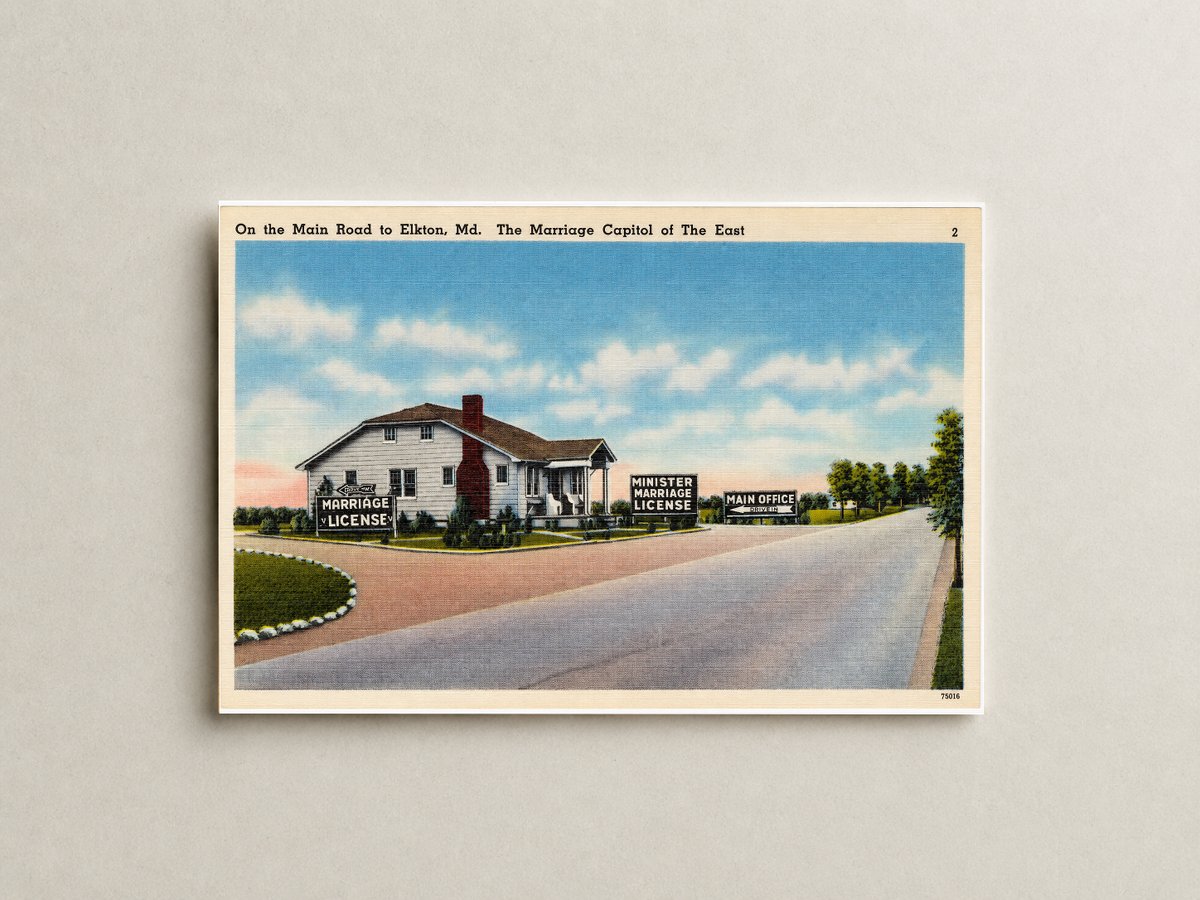 On the main road to Elkton, MD, the marriage capitol of the east — Vintage Maryland Postcard