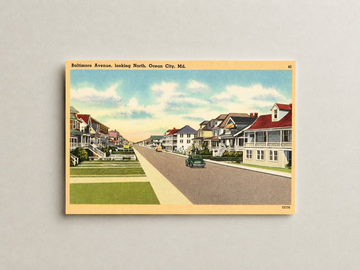 Baltimore Avenue, looking north, Ocean City, MD — Vintage Maryland Postcard